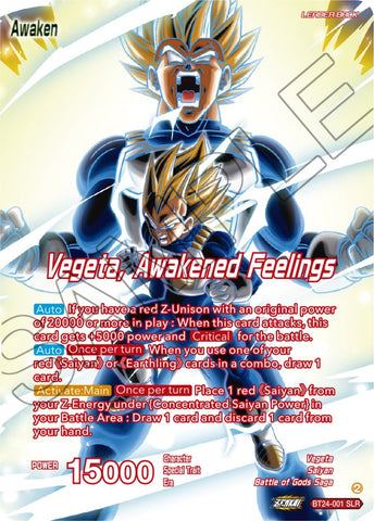 Vegeta // Vegeta, Awakened Feelings (SLR) (BT24-001) [Beyond Generations]